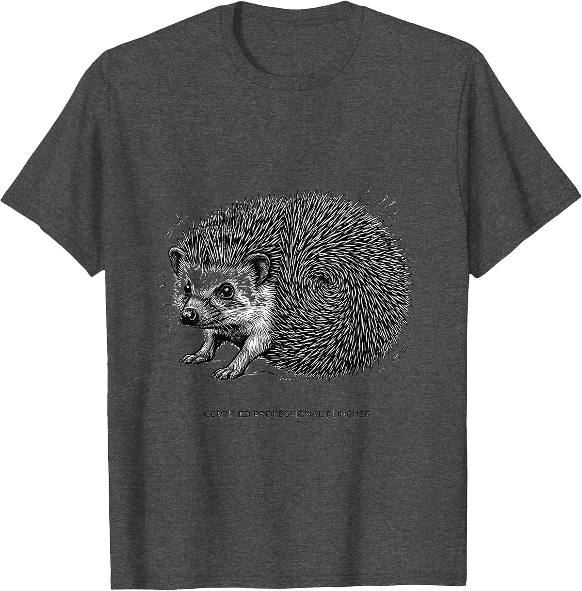 Men's Certified Professional Flincher Funny Hedgehog Lover Gift T-Shirt - Dark Heather Grey
