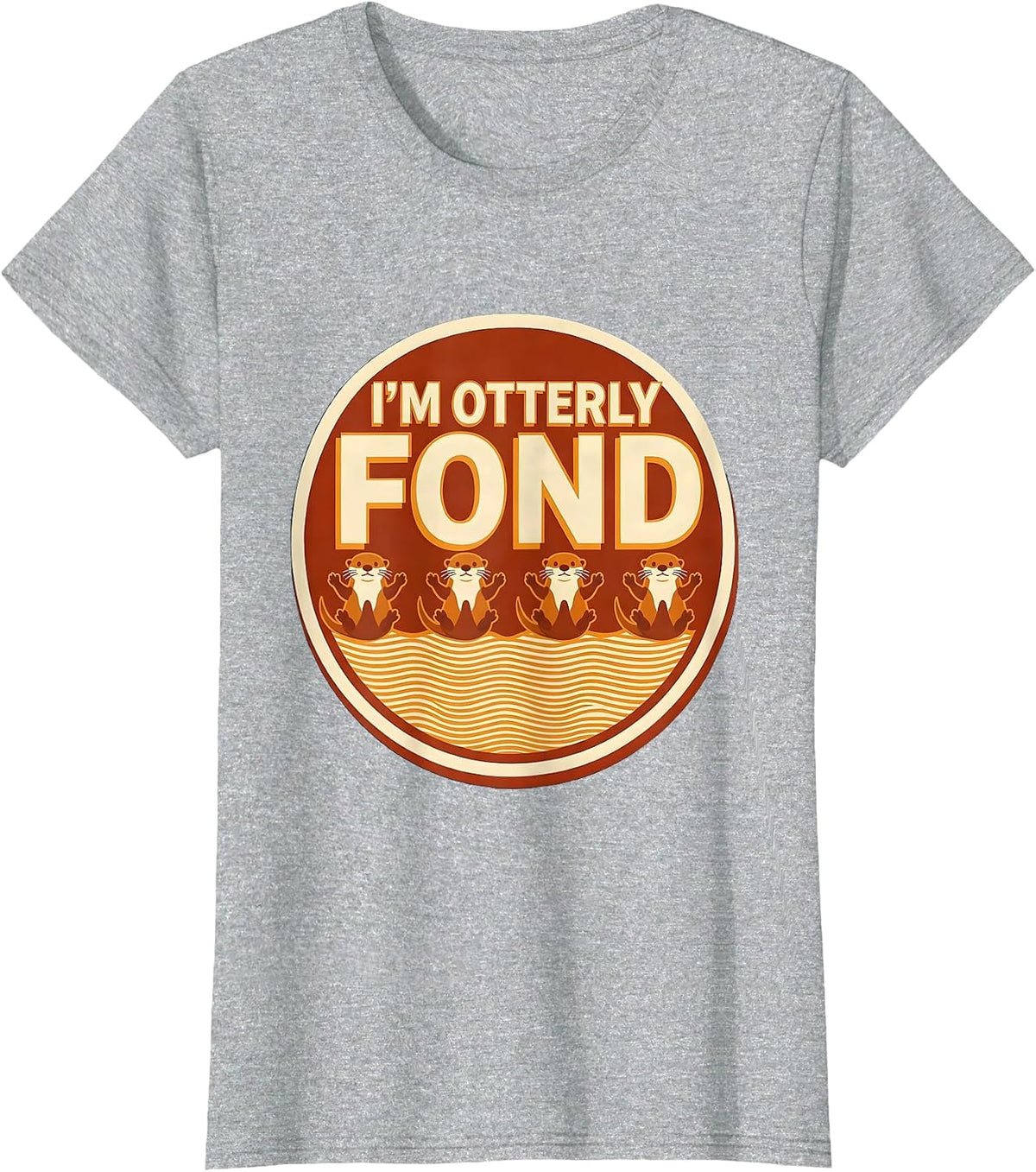 Women's I'm Otterly Fond Wood Type Letterpress Funny Otter Lover T-Shirt - Heather Grey