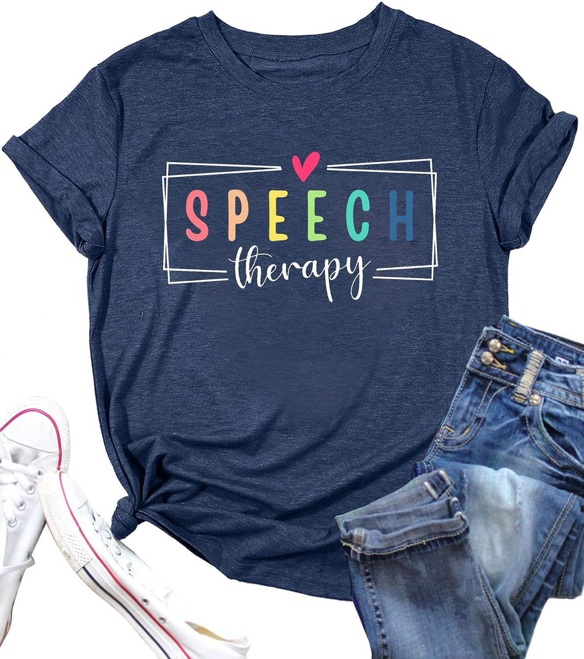 Speech Therapy Shirt for Women Speech Therapist Tee Language Pathologist T-Shirt Special Education Teacher - Dark Blue