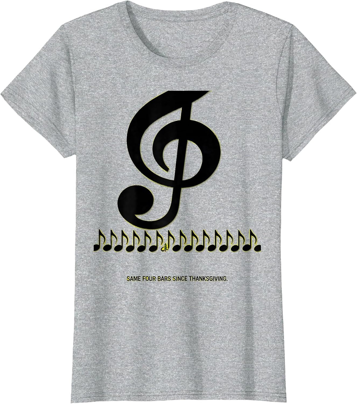 Same Four Bars Since Thanksgiving Festive Music Teacher T-Shirt - Heather Grey