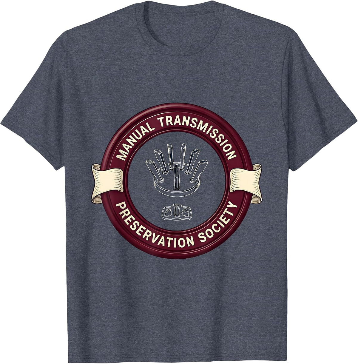 Manual Transmission Preservation Society Emblem T-Shirt - Heather Blue