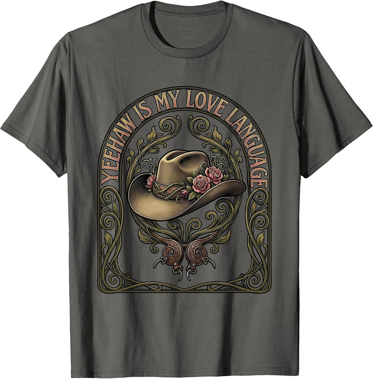 Yeehaw Is My Love Language Cowboy Design T-Shirt - Asphalt Grey