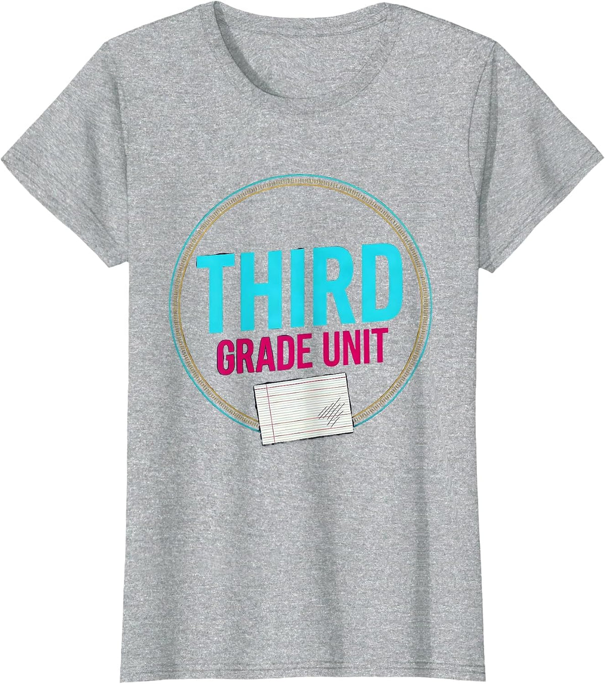 Women's Third Grade Unit Colorful Teacher Grade Level Humor T-Shirt - Heather Grey
