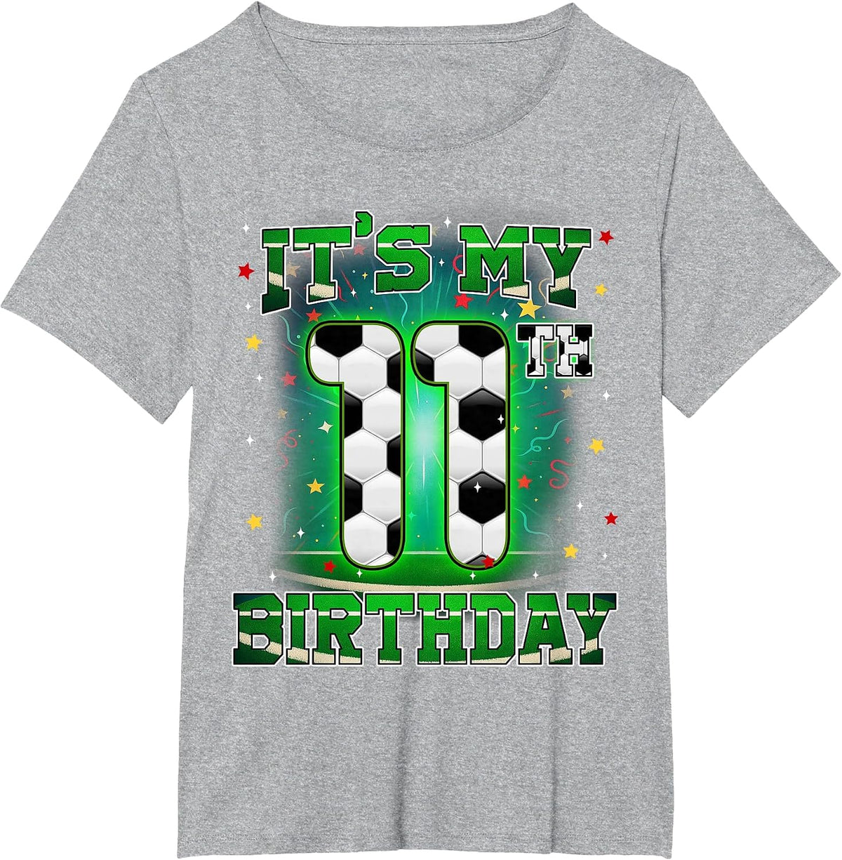 Its My 11th Birthday Boy Soccer 11 Years Old Party Matching T-Shirt - Heather Grey