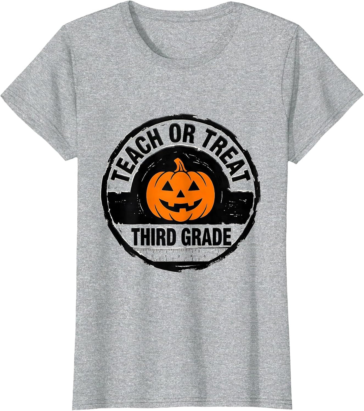Women's Teach Or Treat Third Grade Funny Teacher Halloween Humor T-Shirt - Heather Grey