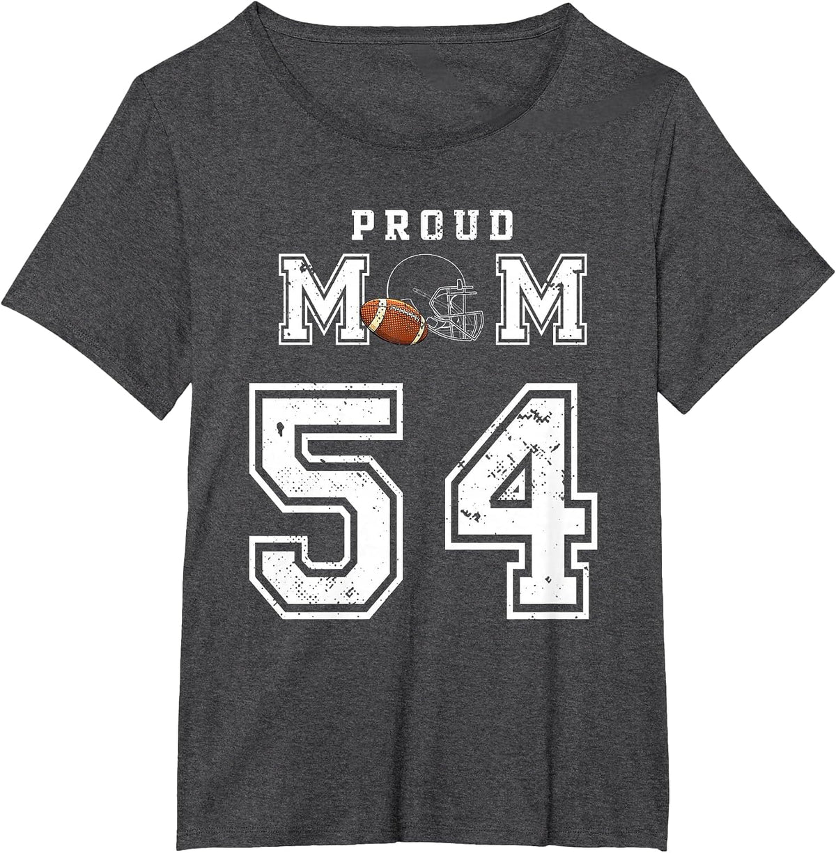 Custom Proud Football Mom Number 54 Personalized for Women T-Shirt - Dark Heather Grey
