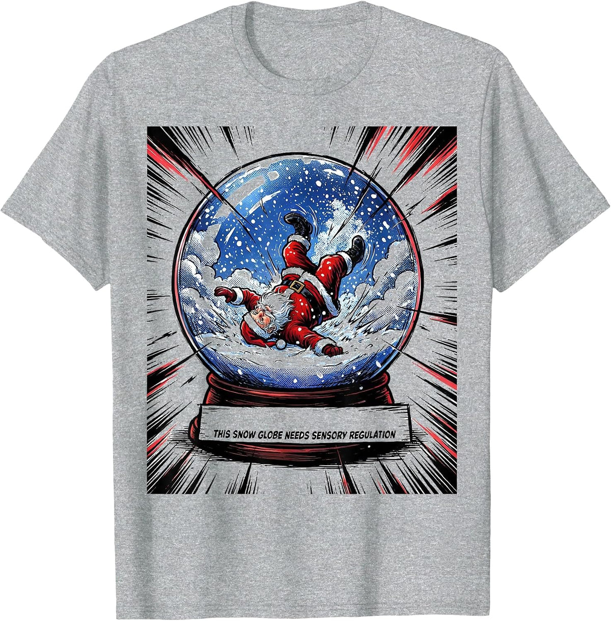 Men's This Snow Globe Needs Sensory Regulation Groovy T-Shirt - Heather Grey