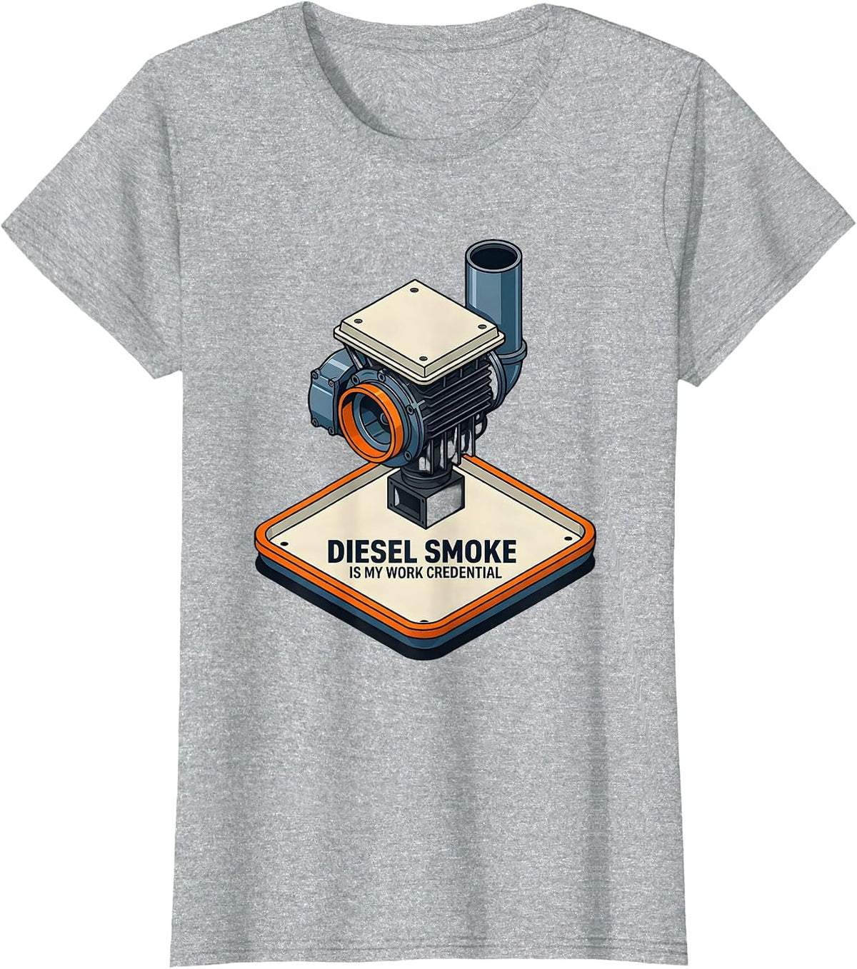 Diesel Smoke Is My Work Credential Funny Diesel Mechanic T-Shirt - Heather Grey