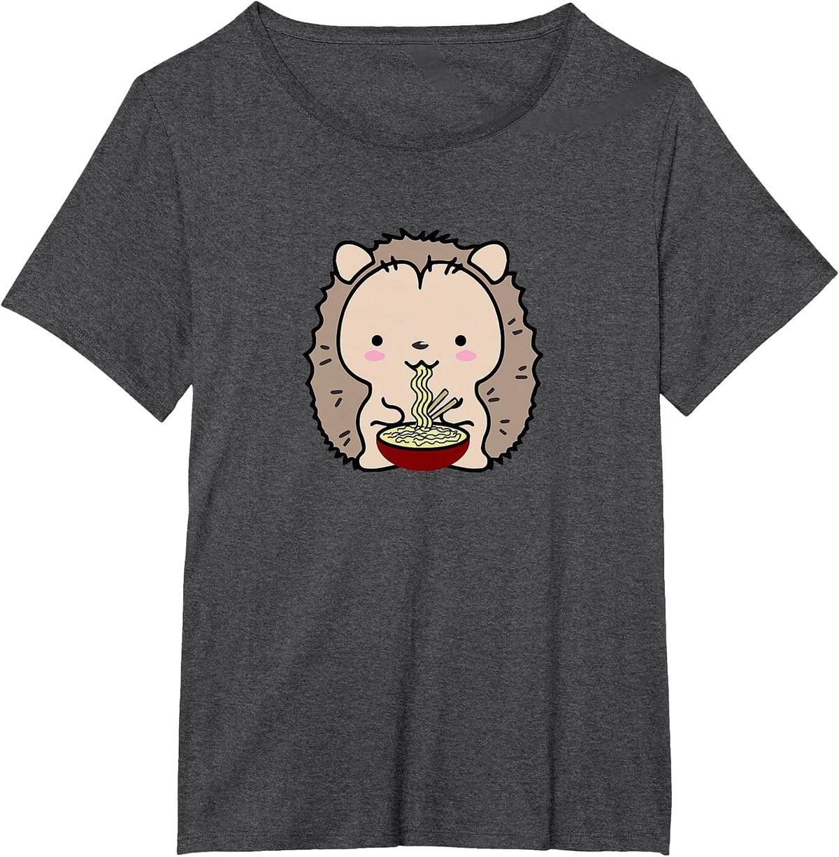 Hedgehog Eating Ramen Noodle Soup Cute Tee Shirt T-Shirt - Dark Heather Grey
