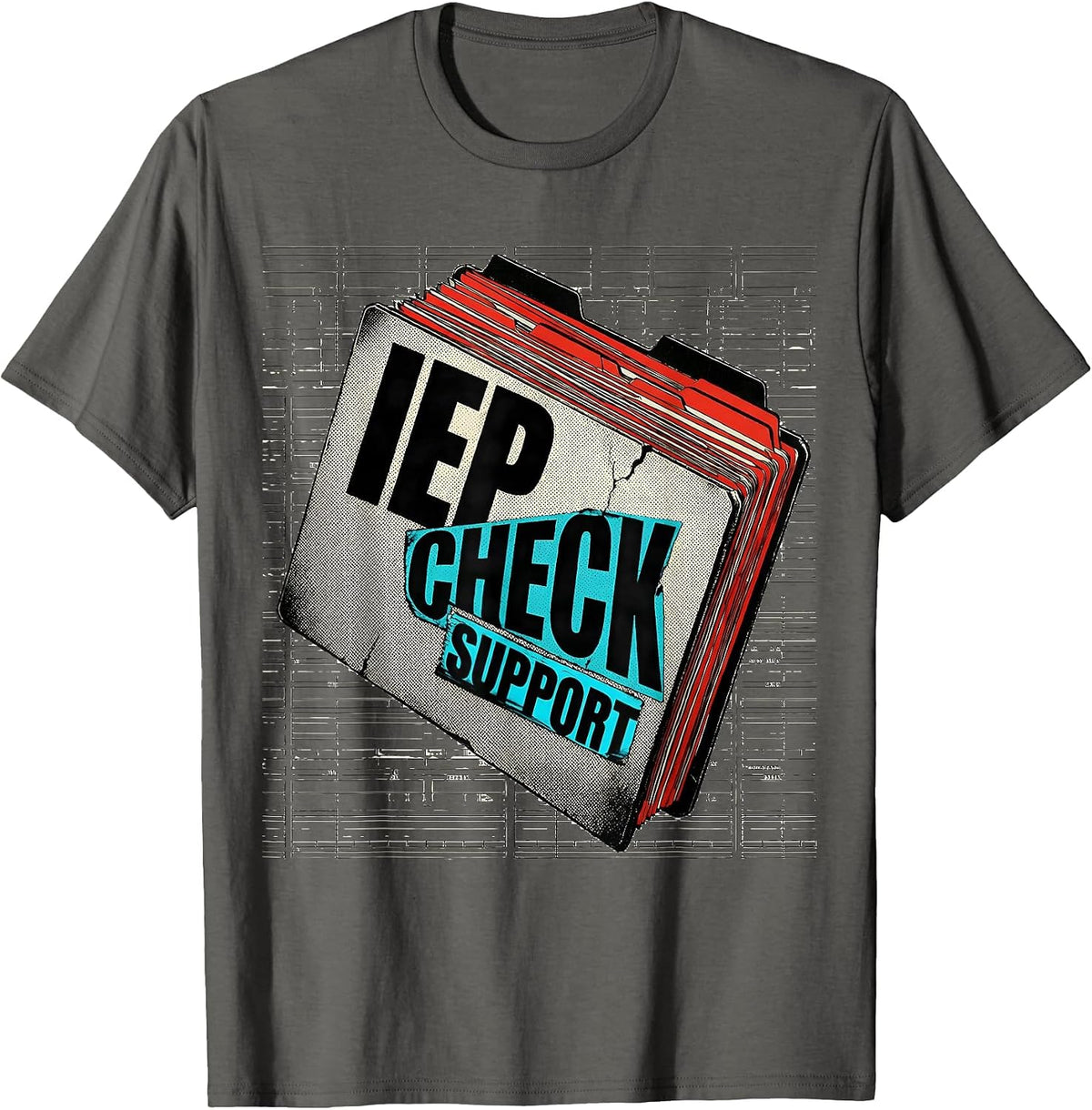 Men's IEP Check Support New Wave Typography Special Ed Teacher T-Shirt - Asphalt Grey