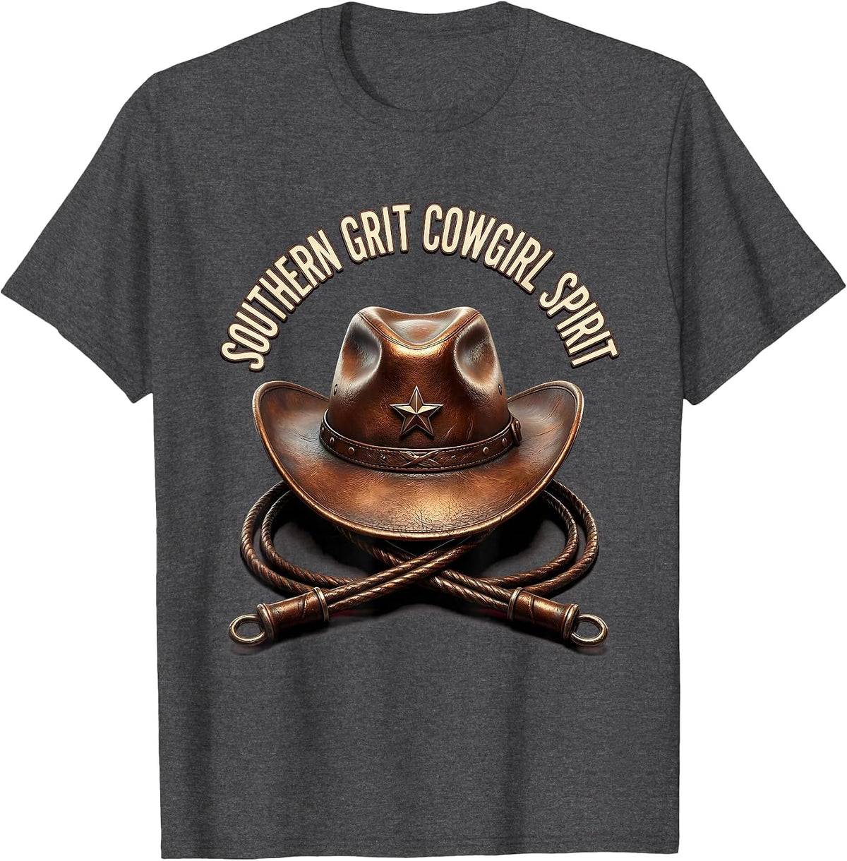 Southern Grit Cowgirl Spirit Western Design T-Shirt - Dark Heather Grey