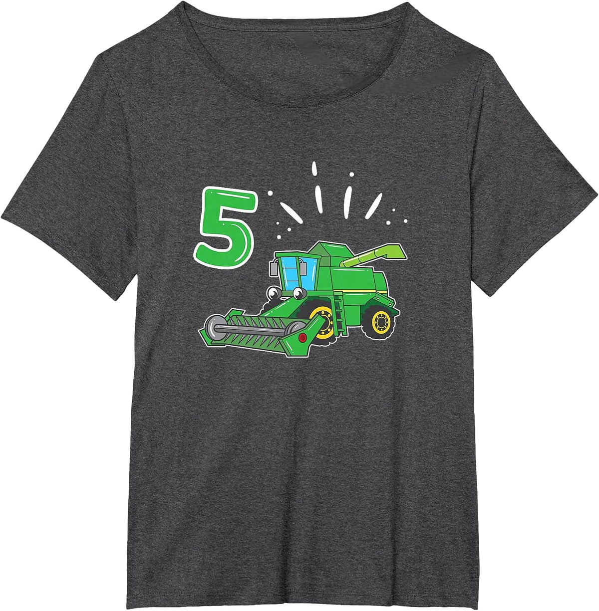 Farmer Bauer Combine Harvester 5 Years Children's Birthday T-Shirt - Dark Heather Grey