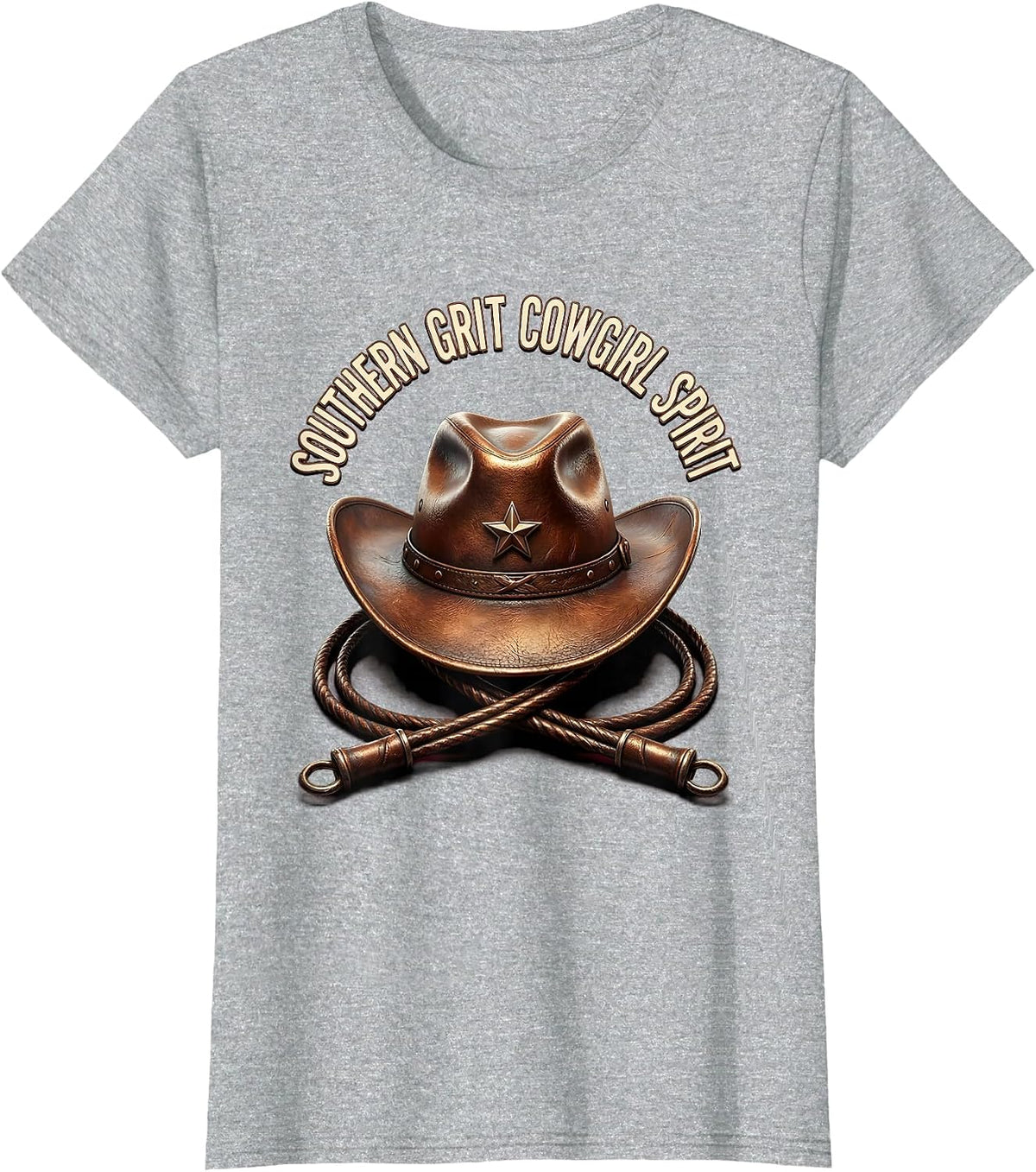 Southern Grit Cowgirl Spirit Western Design T-Shirt - Heather Grey