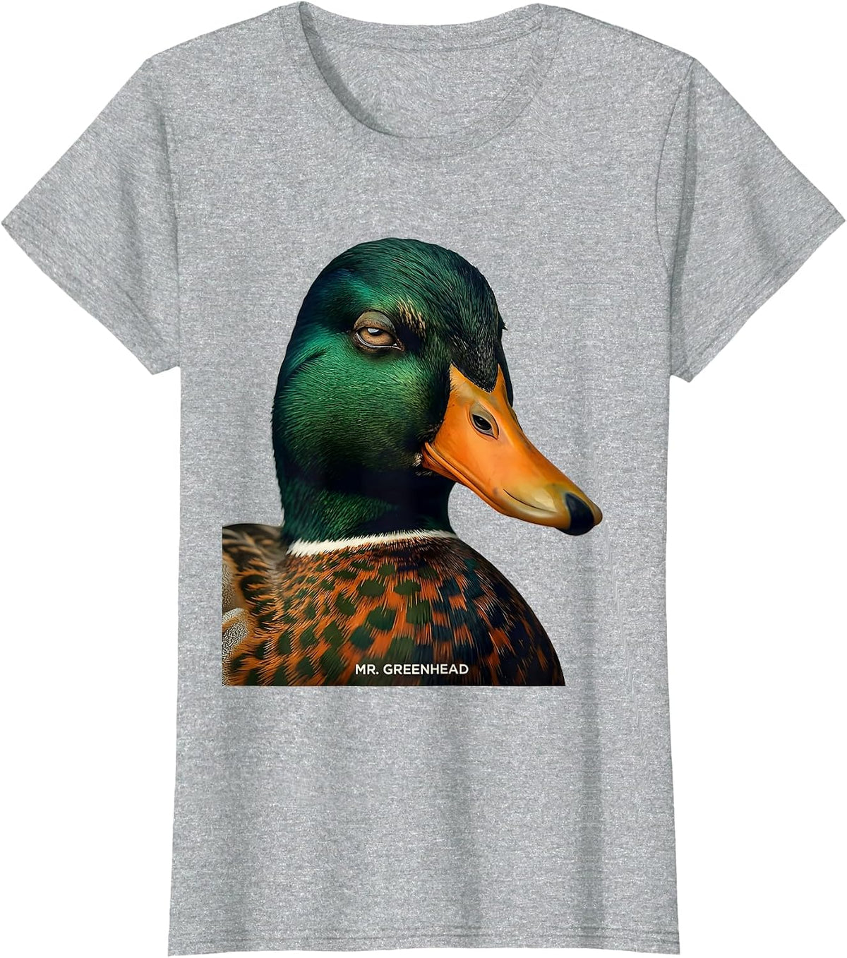 Women's Mr. Greenhead Mallard Duck Hunting Camo Wildlife Humor T-Shirt - Heather Grey
