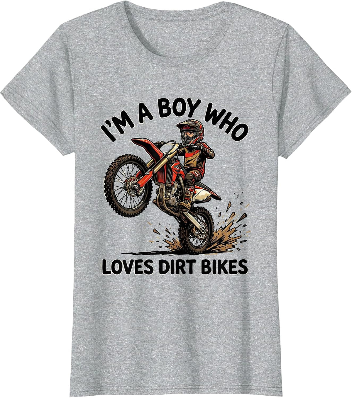 I'm A Boy Who Loves Dirt Bikes Kids Dirt Bike Boy Enthusiast T-Shirt - Heather Grey