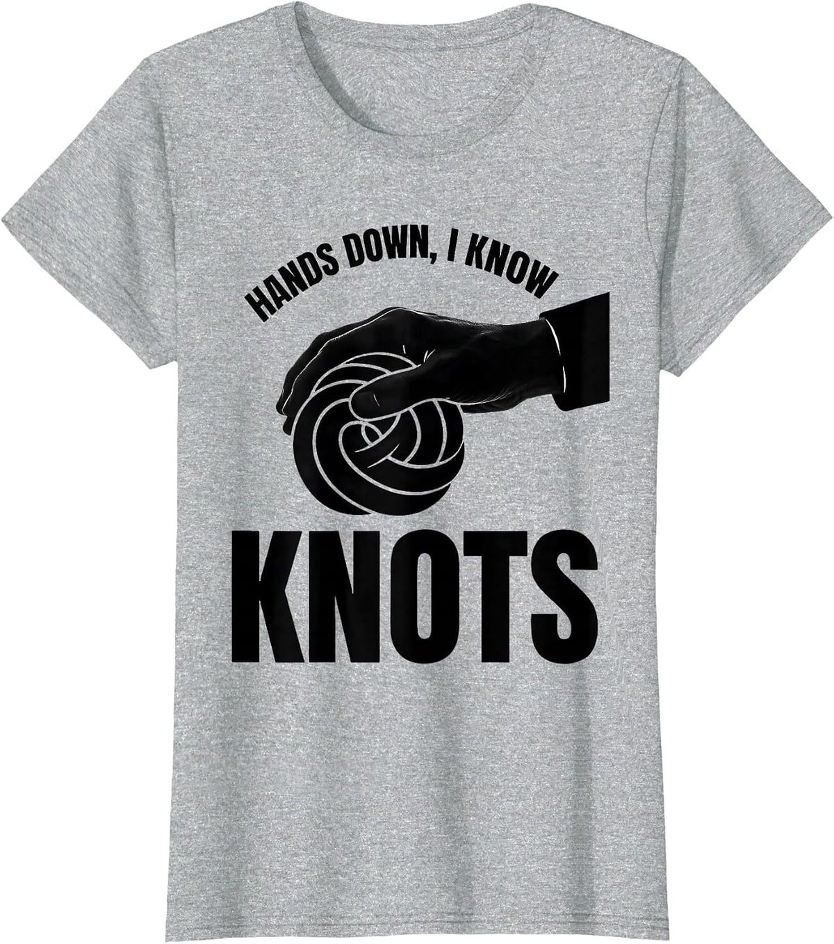 Women's Hands Down I Know Knots Funny Massage Therapist LMT Humor T-Shirt - Heather Grey
