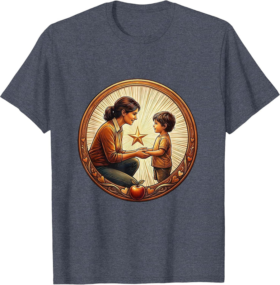 Special Education Teacher Kneeling With Child T-Shirt - Heather Blue