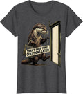Women's Thrift Shop First, Questions Later Funny Otter Vintage T-Shirt - Dark Heather Grey