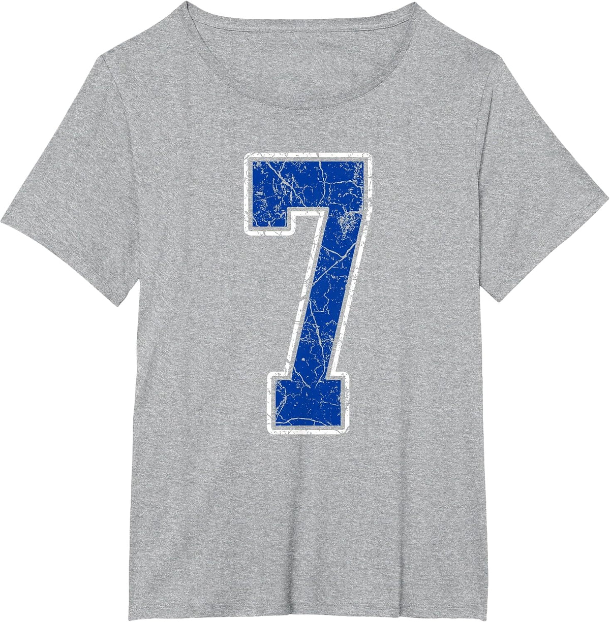 Royal Blue and White Number 7 Jersey Player Uniform #7 Fan T-Shirt - Heather Grey