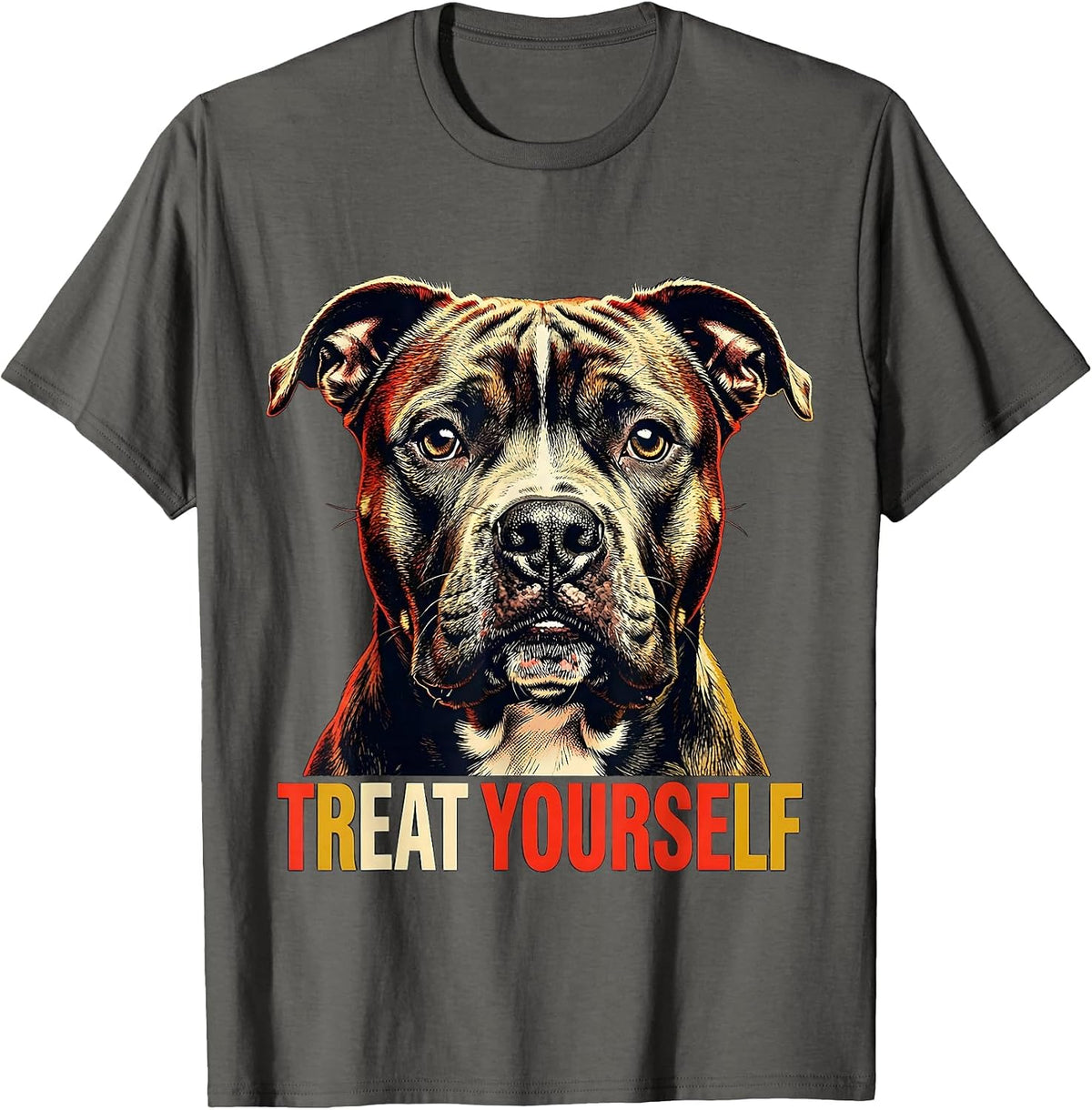 Men's Treat Yourself Funny Pitbull Dog Owner Meme Humor T-Shirt - Asphalt Grey