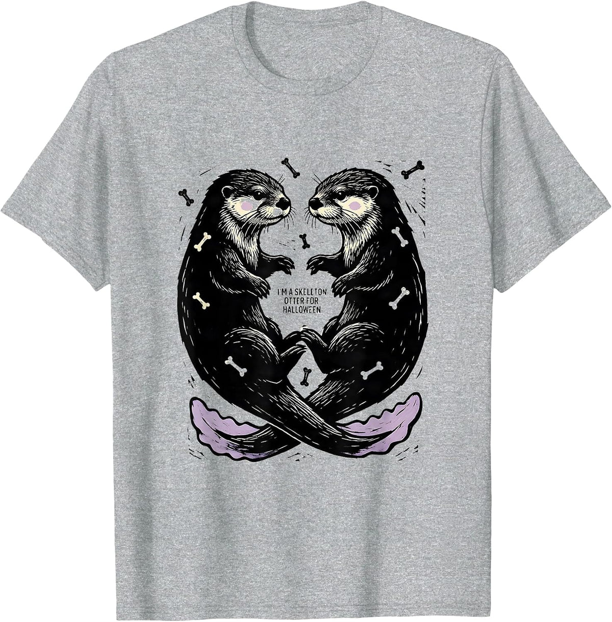Men's I'm A Skeleton Otter For Halloween Kawaii Pastel-Goth T-Shirt - Heather Grey