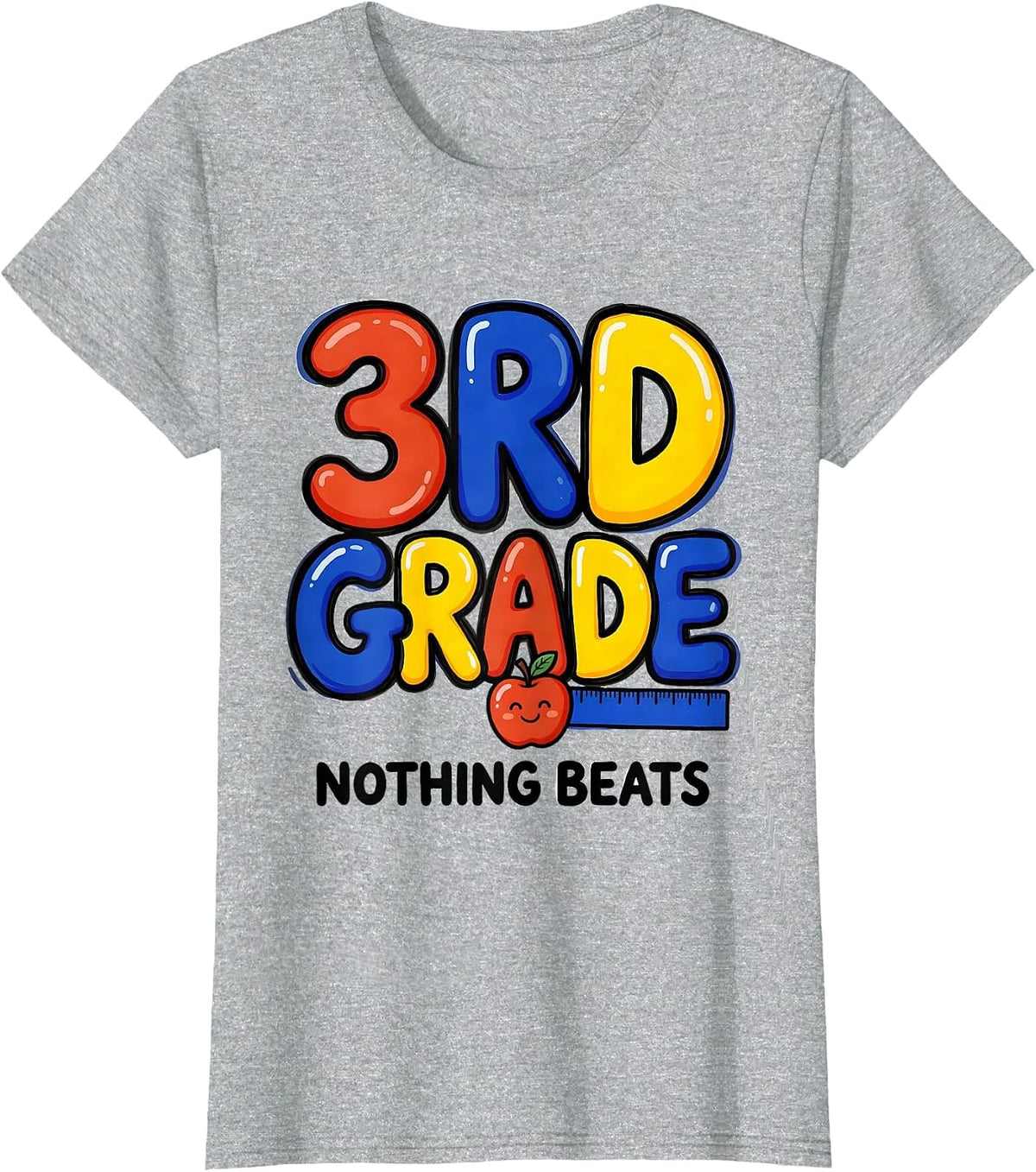 Nothing Beats 3rd Grade Funny Teacher Back To School Crew T-Shirt - Heather Grey