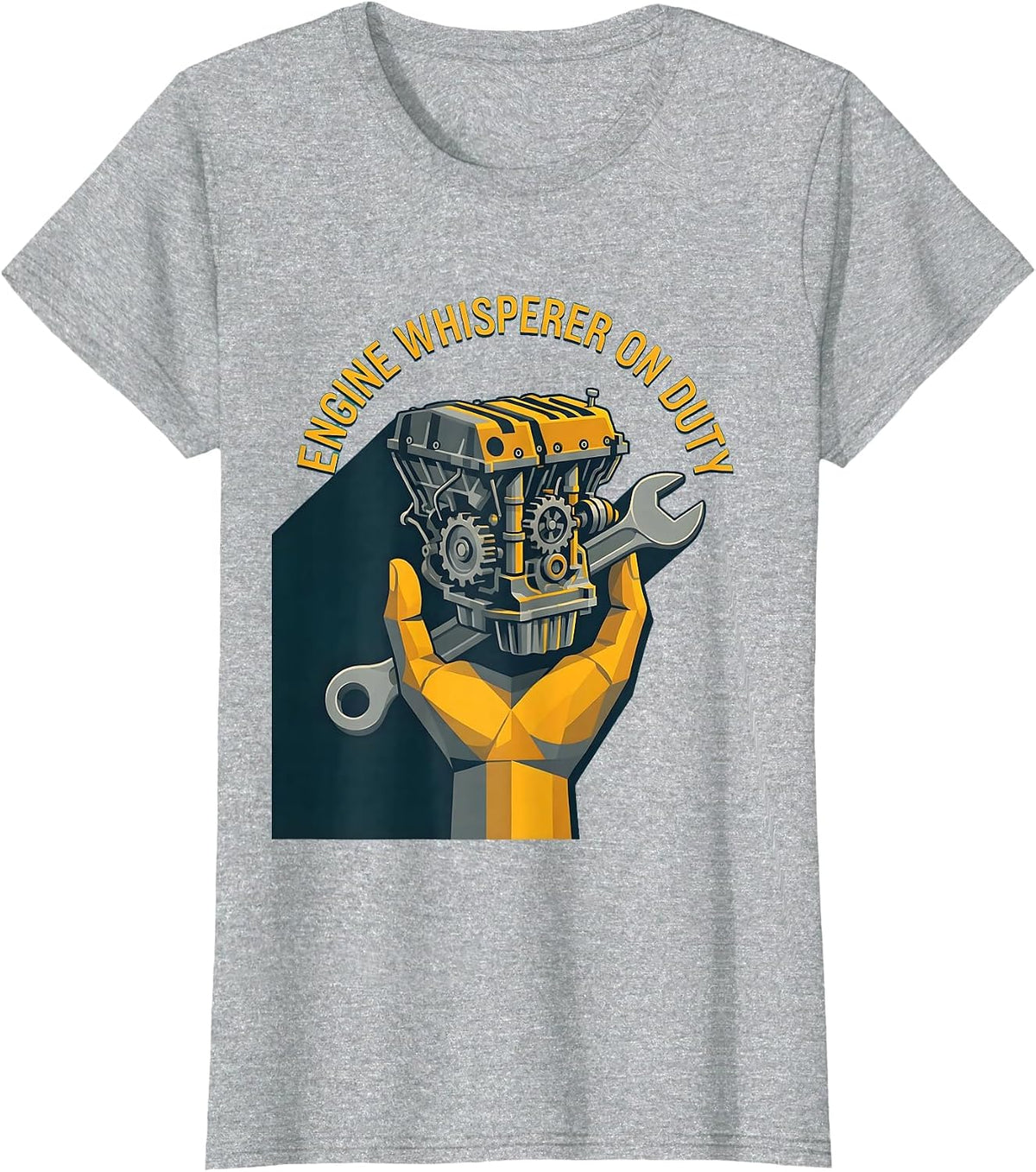 Engine Whisperer On Duty Mechanic Design T-Shirt - Heather Grey