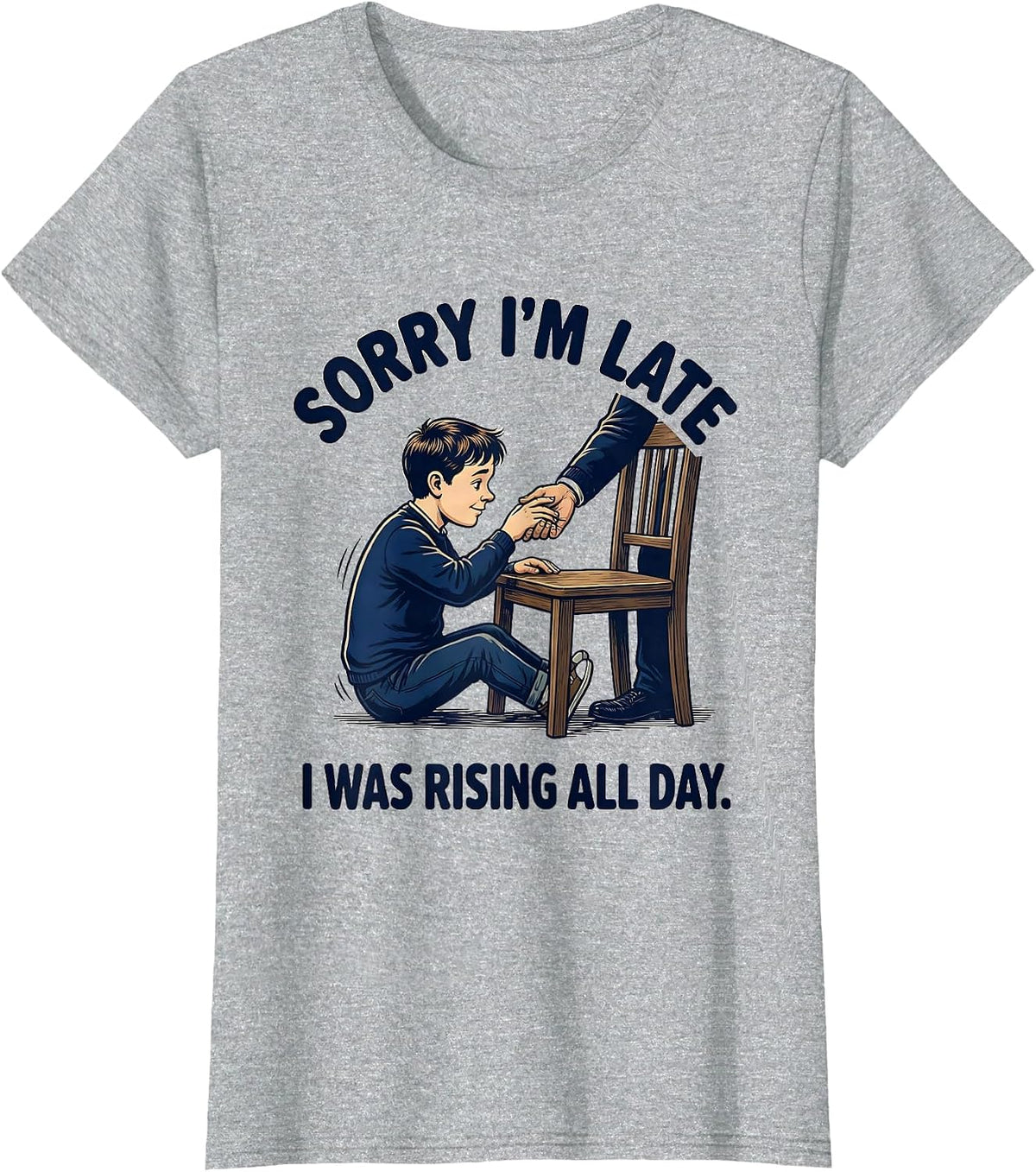 Women's Sorry I'm Late, I Was Rising All Day Retro Occupational T-Shirt - Heather Grey