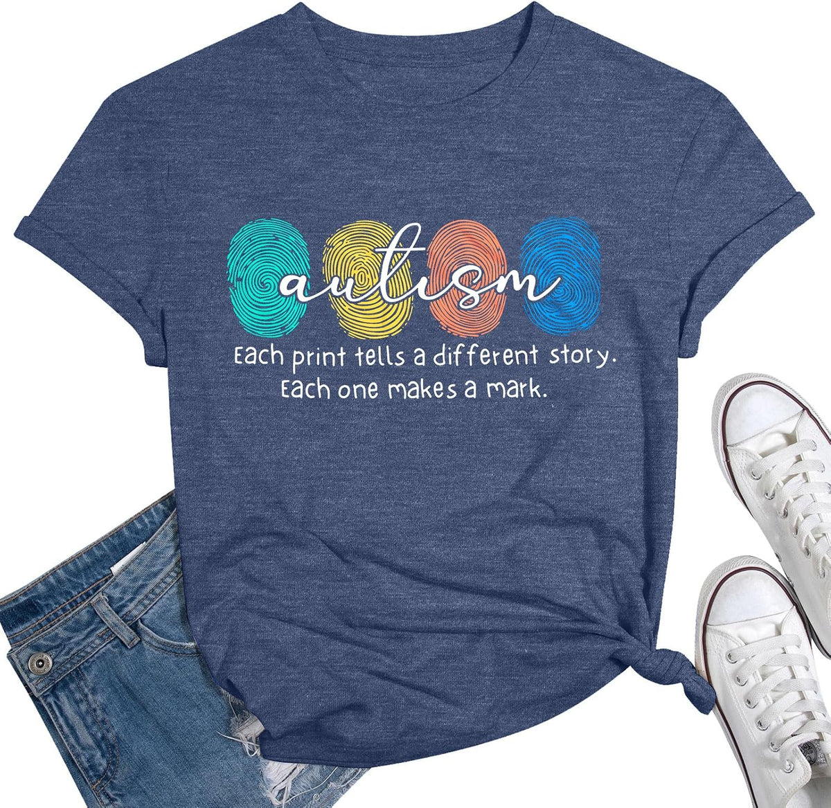 Autism Awareness Shirt Women Autism Acceptance Shirts Mental Health tee Casual Inspirational Short Sleeve Tops - Deep Blue-a