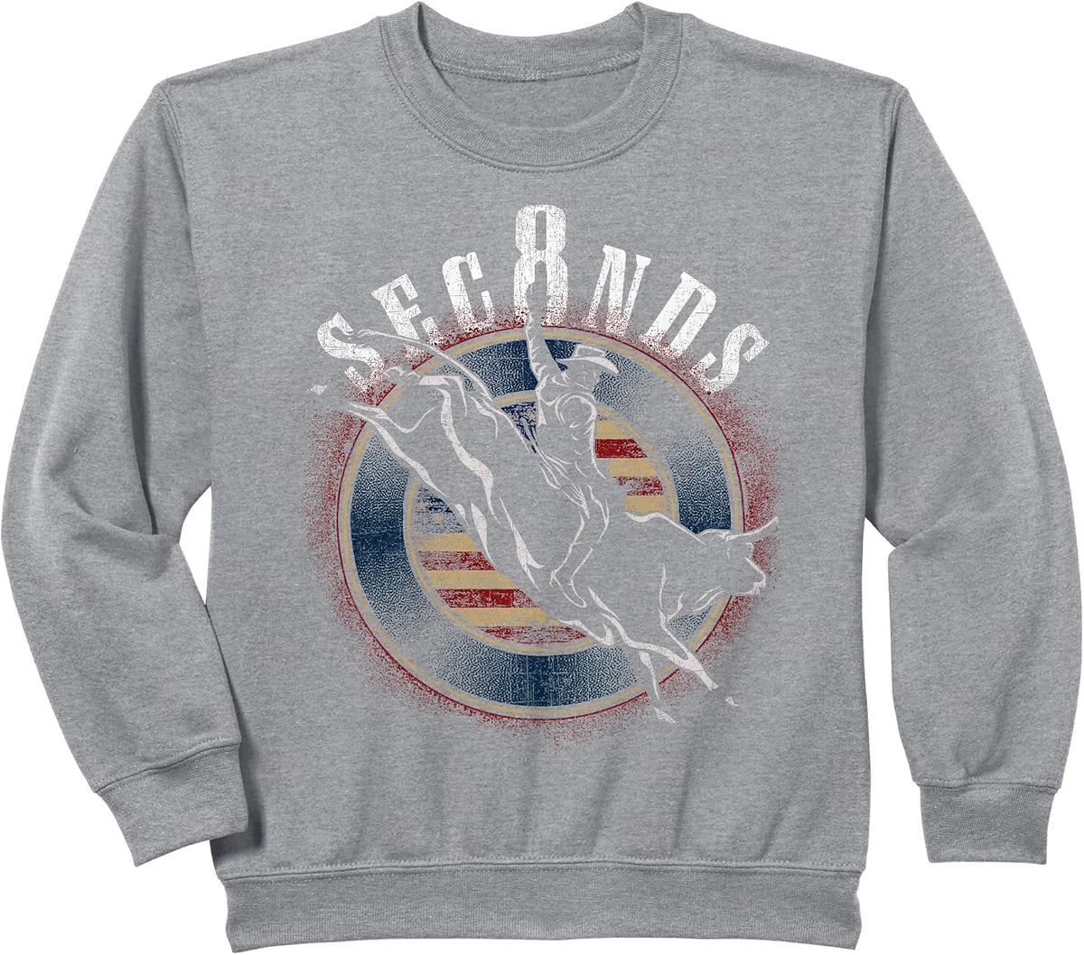 Cowboy Bull Riding Eight Seconds Rider USA Flag Sweatshirt - Heather Grey