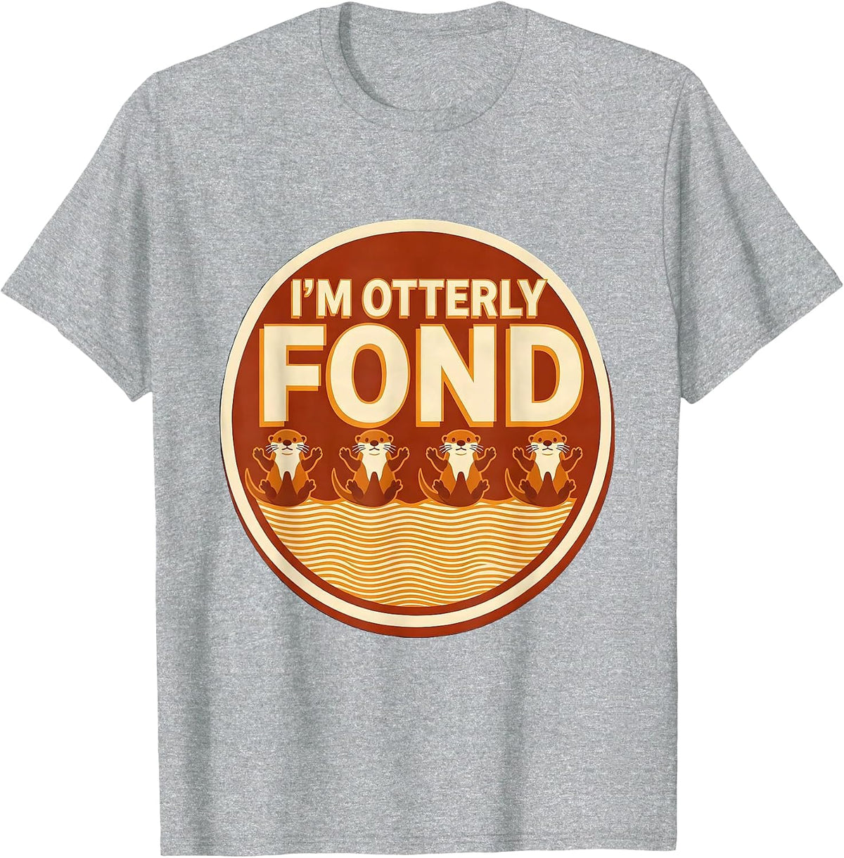 Men's I'm Otterly Fond Wood Type Letterpress Funny Otter Lover T-Shirt - Heather Grey