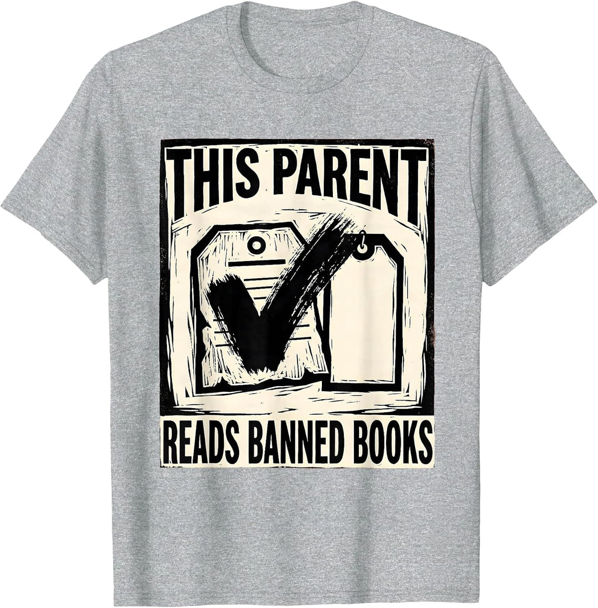 Men's This Parent Reads Banned Books Defiant Librarian Humor T-Shirt - Heather Grey