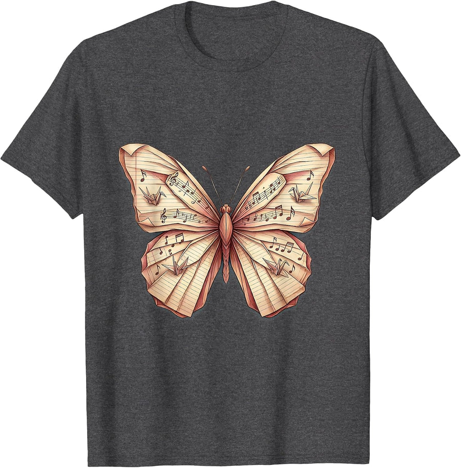 Men's Origami Butterfly Elementary Teacher Design T-Shirt - Dark Heather Grey
