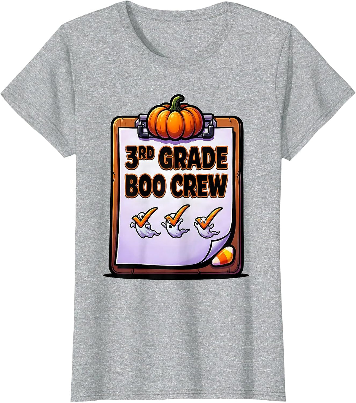 Women's 3rd Grade Boo Crew Funny Third Grade Teacher Halloween T-Shirt - Heather Grey