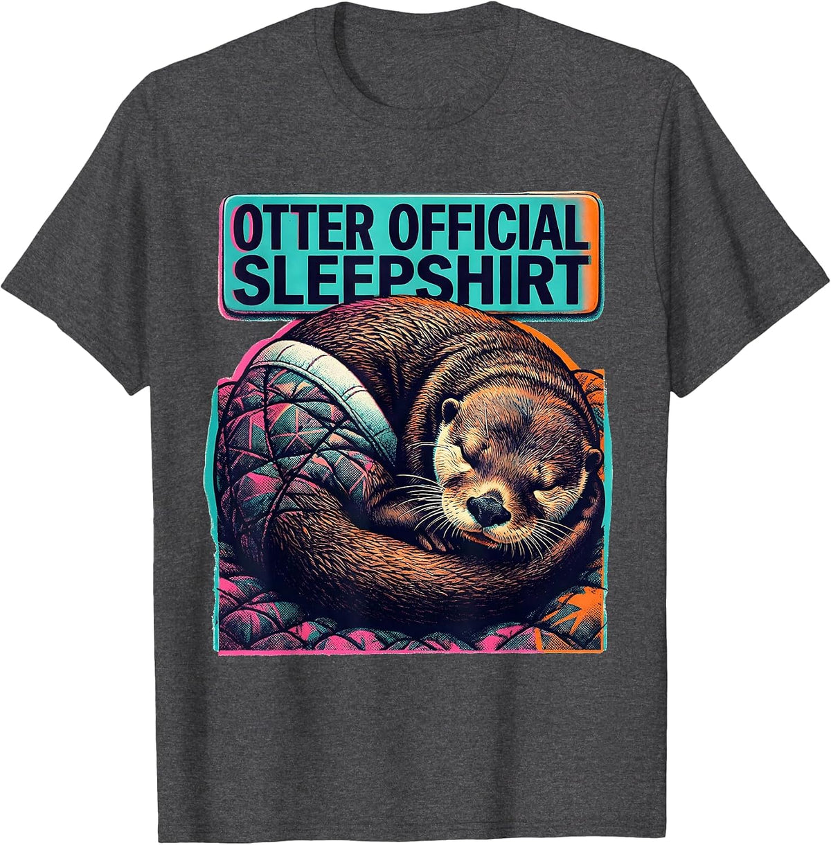 Men's Otter Official Sleepshirt Funny Animal Nap Humor T-Shirt - Dark Heather Grey