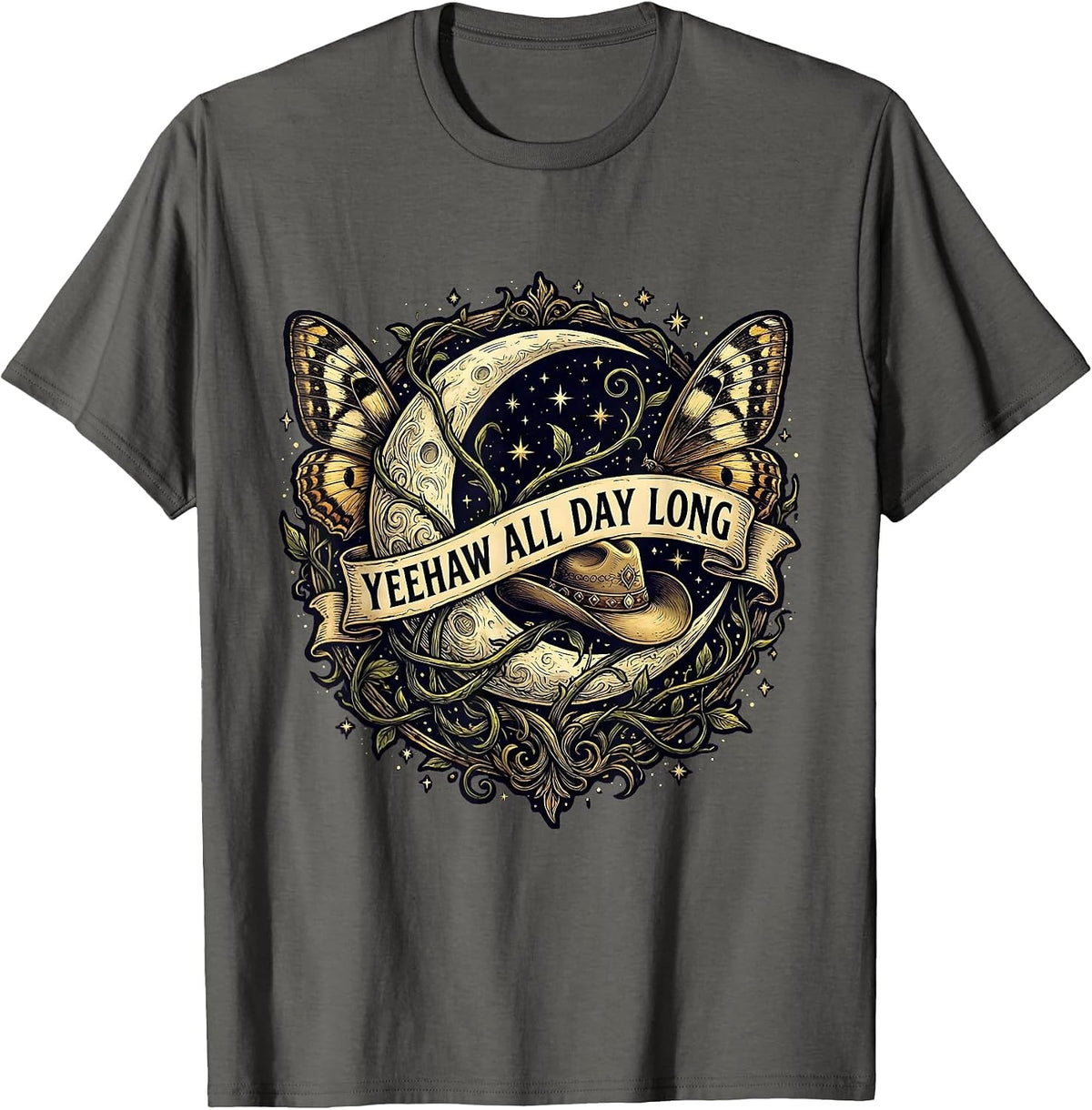 Men's Yeehaw All Day Long Western Cowboy Design T-Shirt - Asphalt Grey
