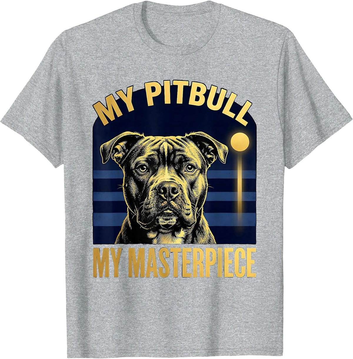Men's My Pitbull My Masterpiece Expressive Pitbull Portrait Art T-Shirt - Heather Grey