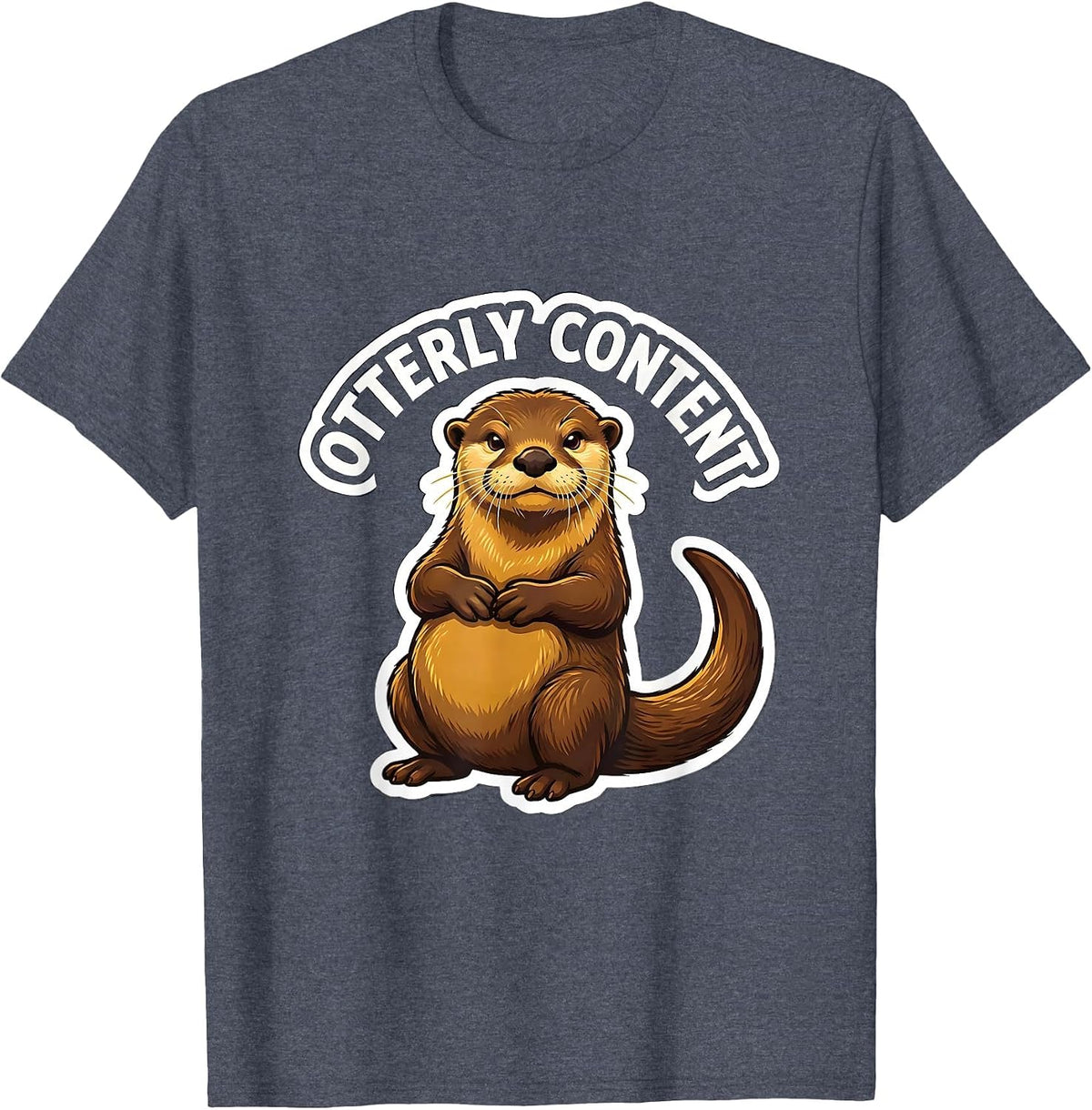 Otterly Content Funny Otter Lover Gift For Kids Teens T-Shirt - Heather Blue