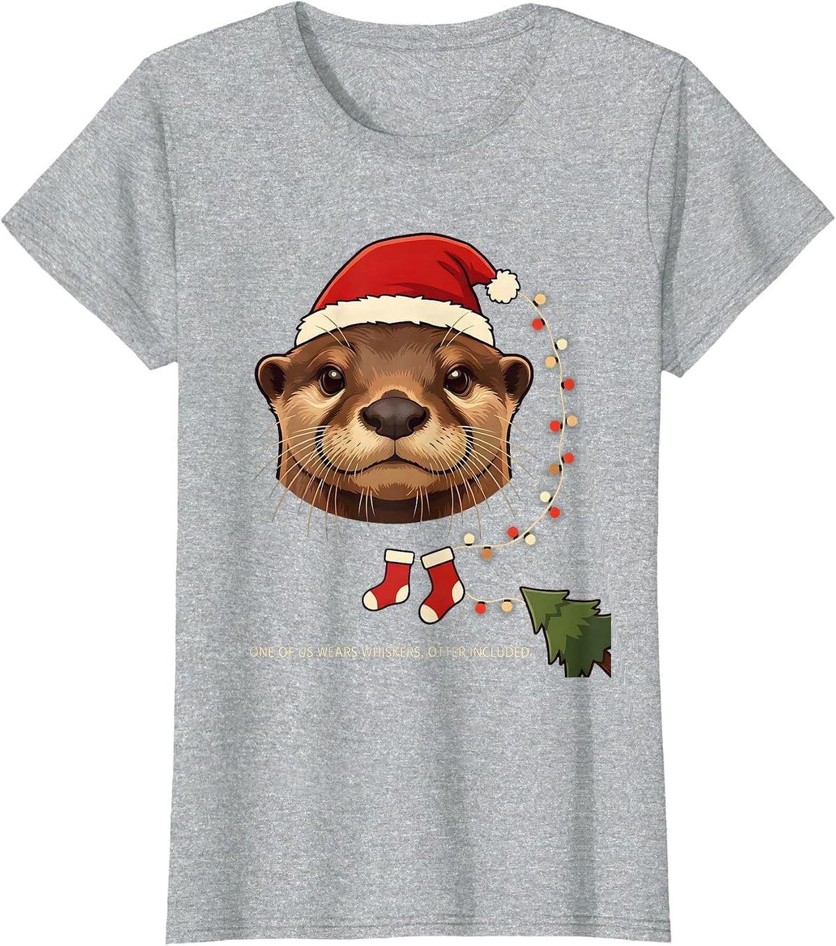One of Us Wears Whiskers, Otter Included Cute Otter T-Shirt - Heather Grey