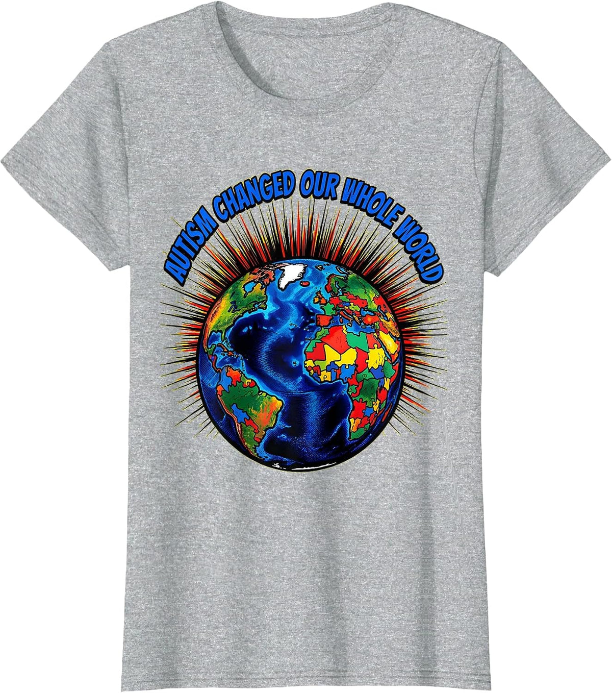 Autism Changed Our Whole World Awareness Design T-Shirt - Heather Grey
