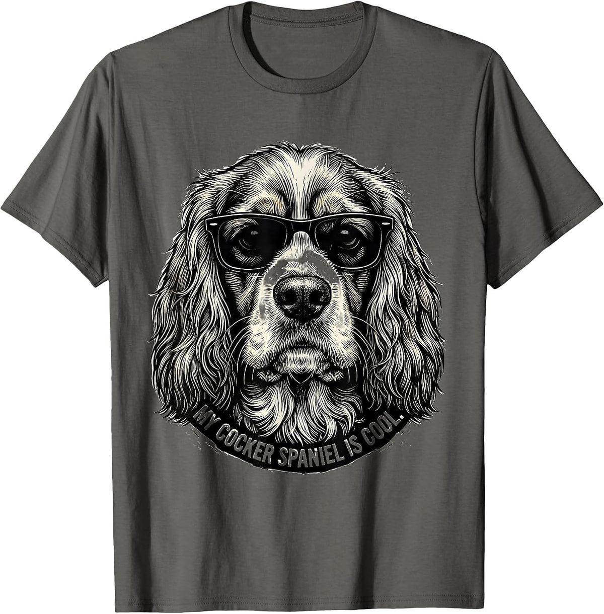 Men's My Cocker Spaniel Is Cool Funny Dog Lover Portrait T-Shirt - Asphalt Grey