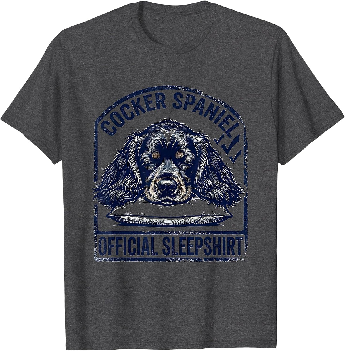 Cocker Spaniel Official Sleepshirt Rubber Stamp Dog Lover T-Shirt - Dark Heather Grey