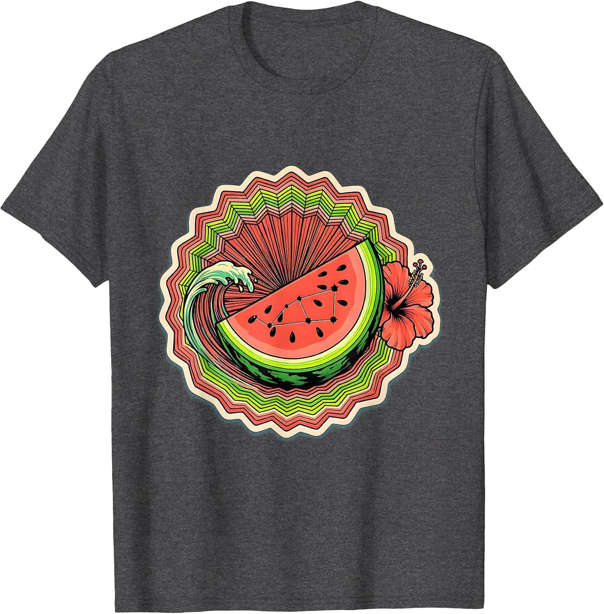 Watermelon Seed Constellation Graphic Tee T-Shirt - Dark Heather Grey