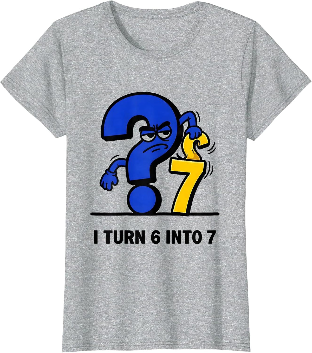 I TURN 6 INTO 7 Funny 67 Meme Math Teacher Elementary Joke T-Shirt - Heather Grey