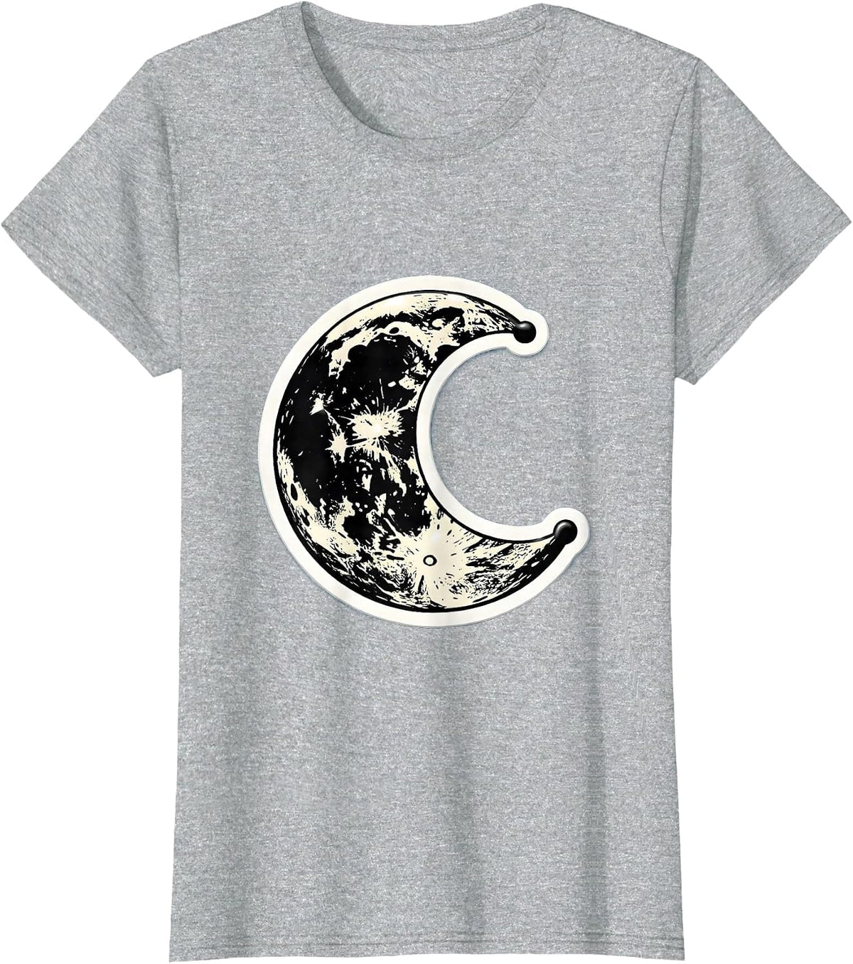 Women's Cow Print Crescent Moon Graphic Design T-Shirt - Heather Grey
