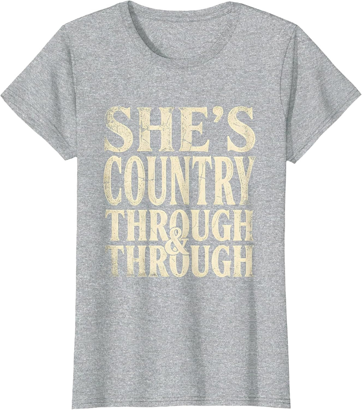 She's Country Through and Through Girls Western T-Shirt - Heather Grey