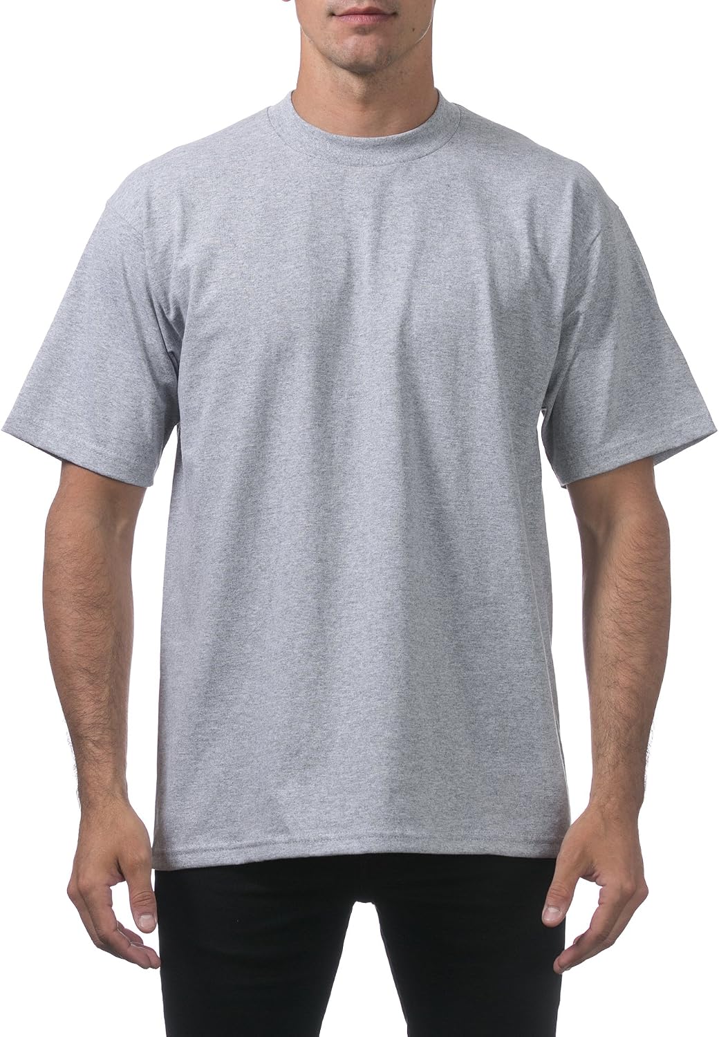 Pro Club Men's Heavyweight Cotton Short Sleeve Crew Neck T-Shirt - Heather Gray