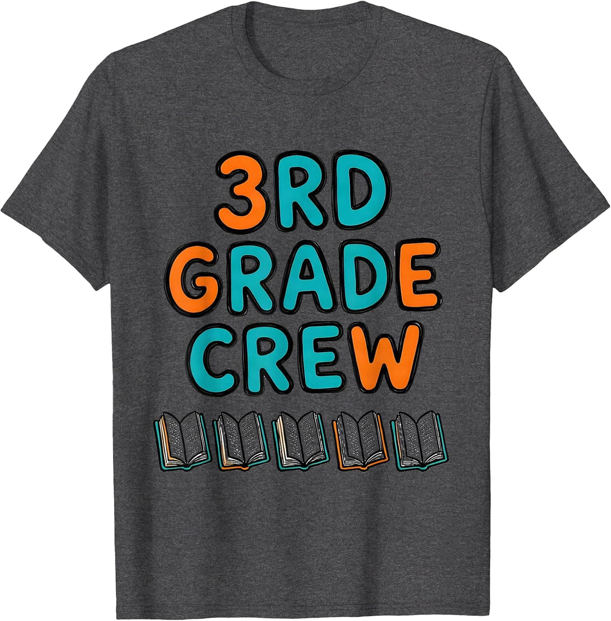 Men's 3rd Grade Crew Funny Teacher Back To School Grade-Level Team T-Shirt - Dark Heather Grey