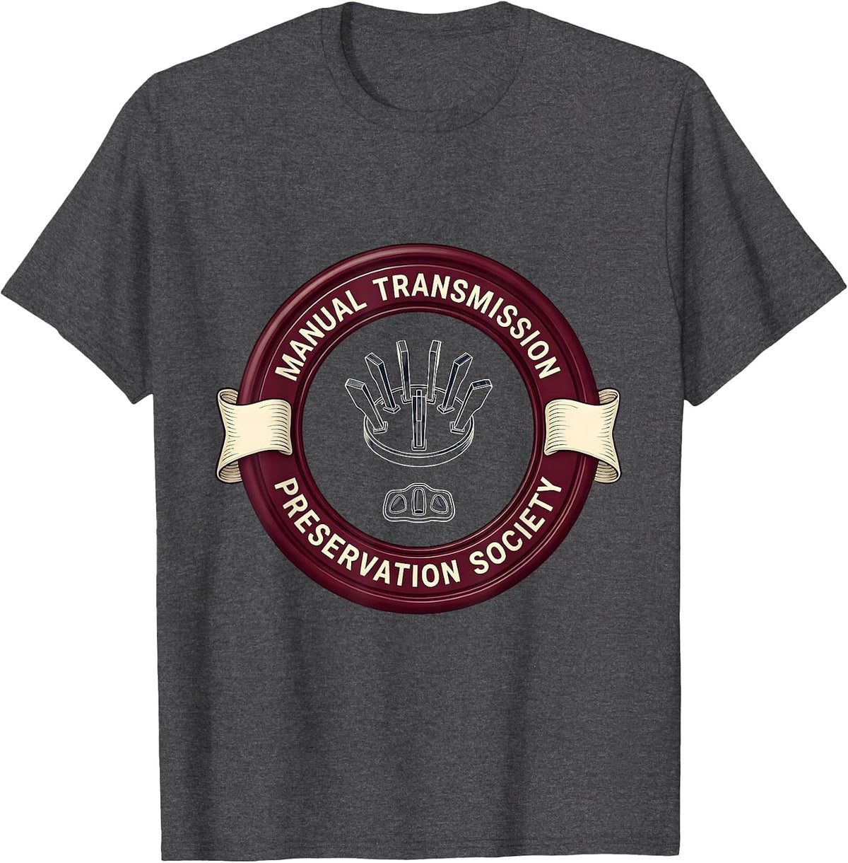 Manual Transmission Preservation Society Emblem T-Shirt - Dark Heather Grey