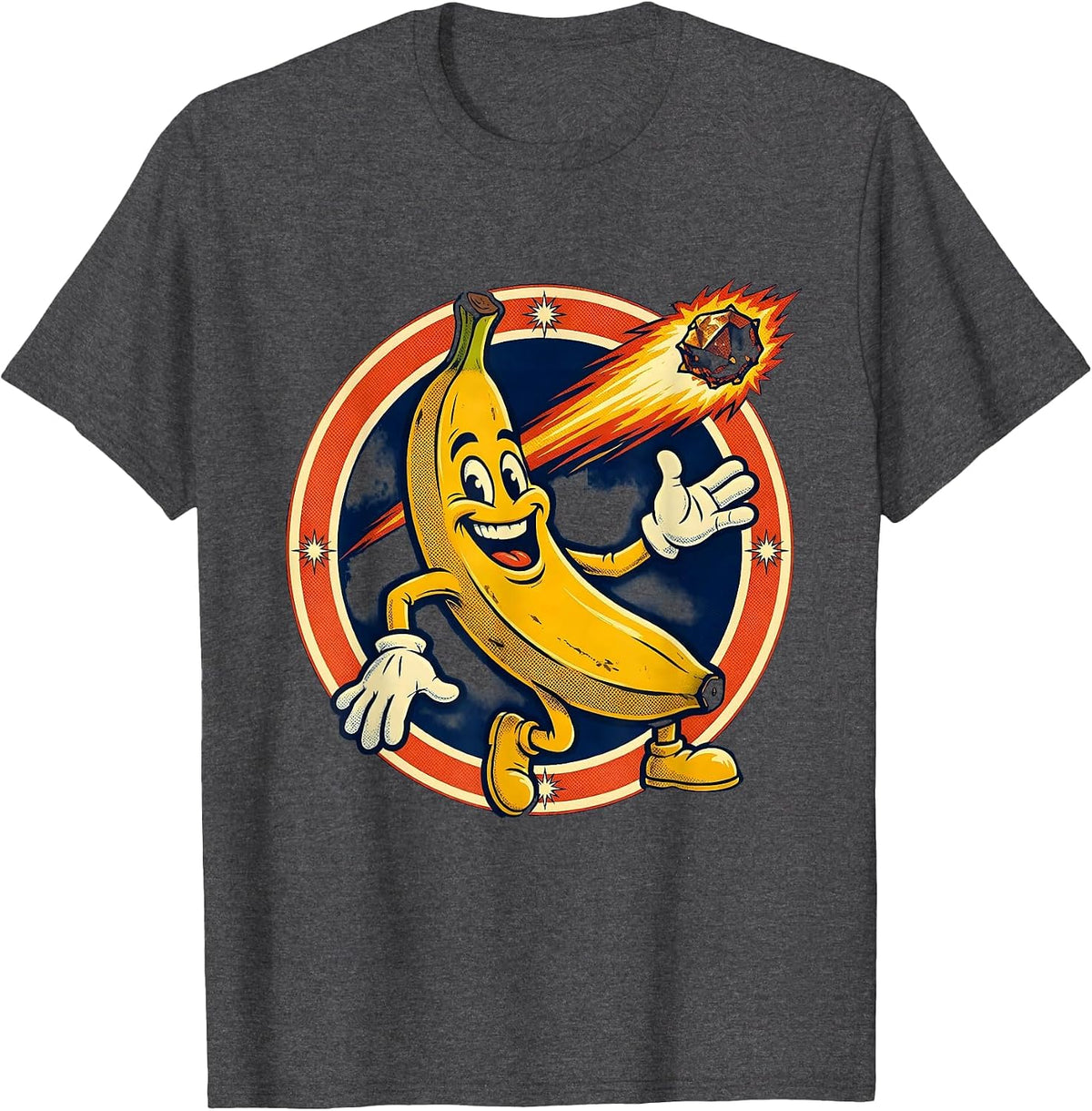 Banana Comet Blazing Across the Night Sky T-Shirt - Dark Heather Grey